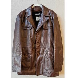 Vintage‎ Anderson Little Leather Jacket Zip Out Sherpa Lining Brown Mens 48 L XL